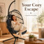 Solvane Wicker Hanging Egg Chair With Stand Swing With Cushion-1023105172