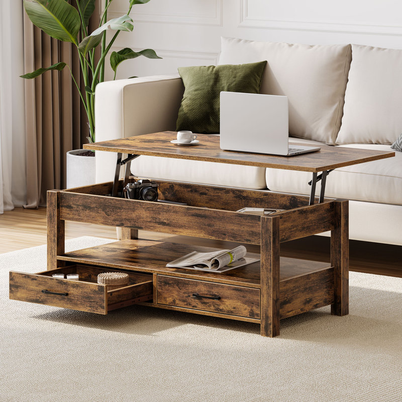 Coffee Table with Storage, Lift Top Coffee Table for Living Room, 18.2" H x 39.4" W x 19.7" D, Rustic Brown