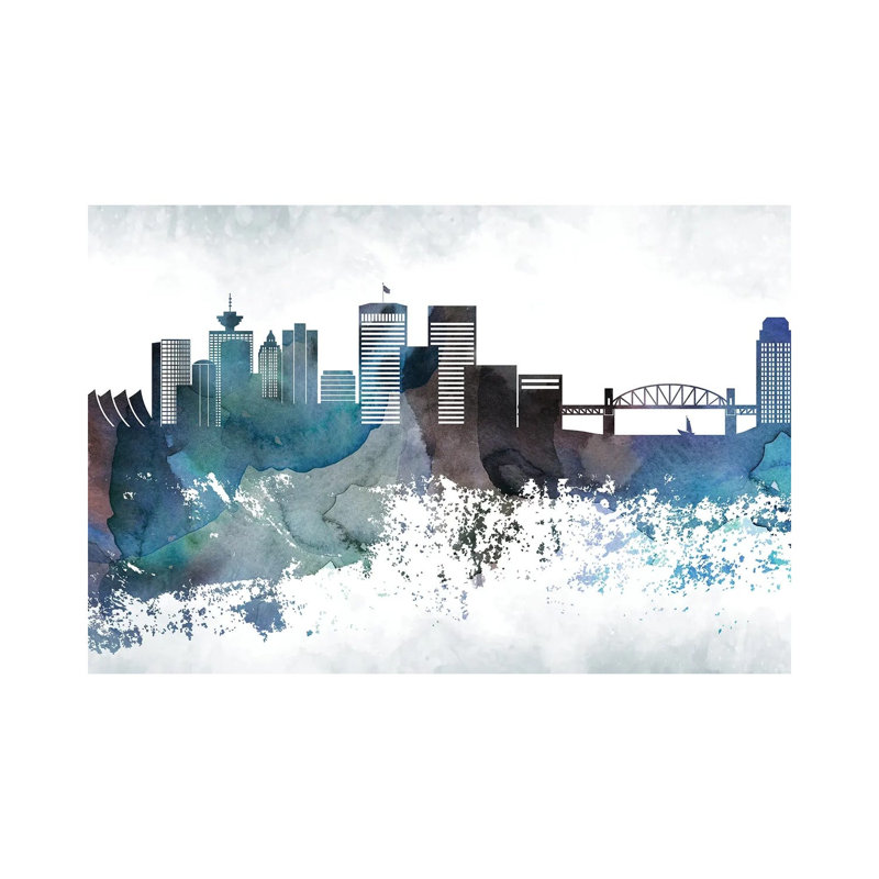 Vancouver Bluish Skyline by WallDecorAddict - Wrapped Canvas Print, 152.5 cm H x 101.5 cm W