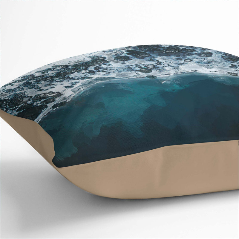 Winter Forest by a Lake in Germany Cushion with Filling, 55cm H x 55cm W x 20cm D, Stone