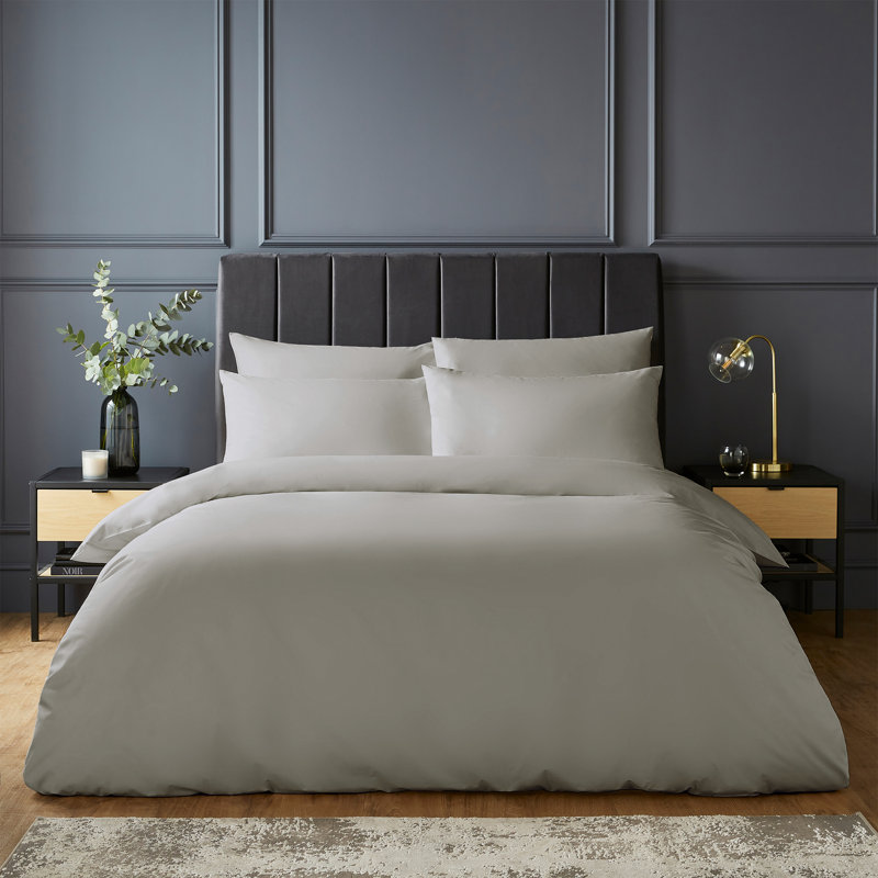 Silentnight Pure Cotton 200 TC Duvet Cover Set, Kingsize Duvet Cover + 2 Standard Pillowcases, Grey