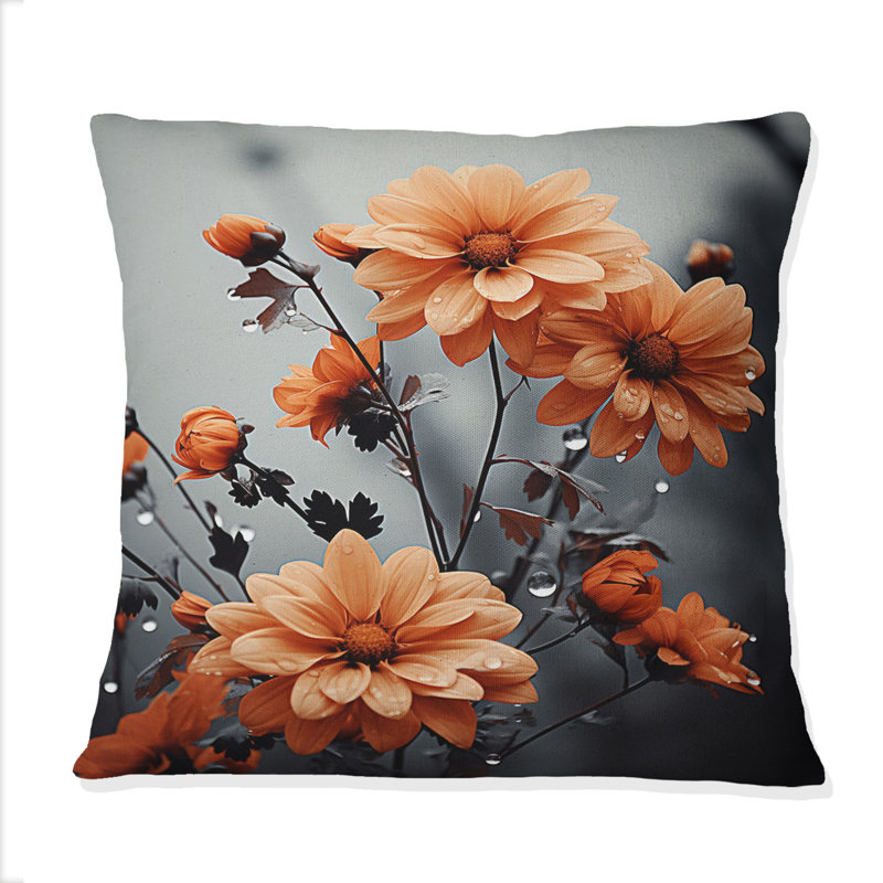 Peach Flowers Autumn Tapestry I - Flowers Printed Throw Pillow