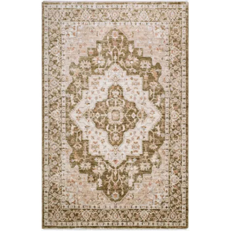 Tapis tissé à la machine Francisco, Olive, brun clair, ivoire, brun clair, gris clair,, Rectangle 7 pi 10 po x 10 po