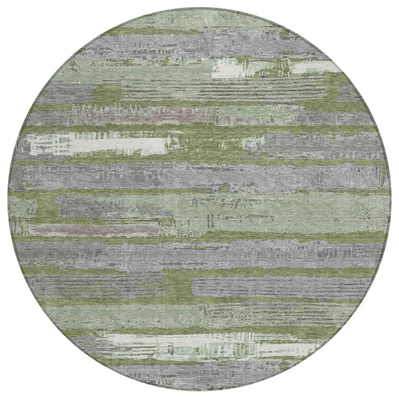 Aelaris Green Washable Indoor-Outdoor Rug - LOOMLAN, 2'3" x 7'6"