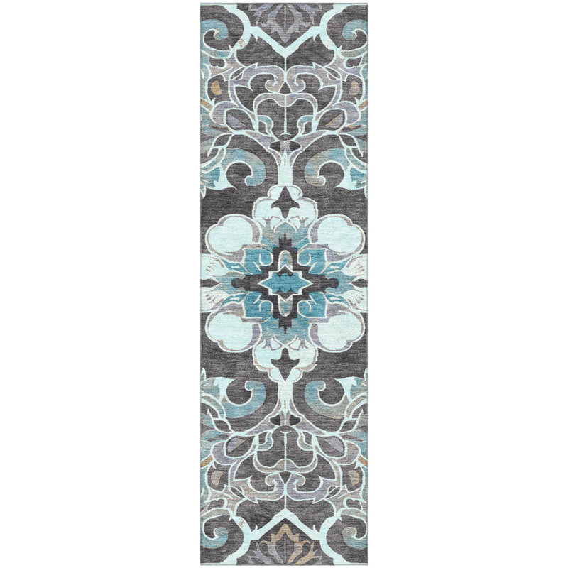 Premium Machine Washable Mayfield AMF1947 Global Rug, Runner 2'3" x 7'6"