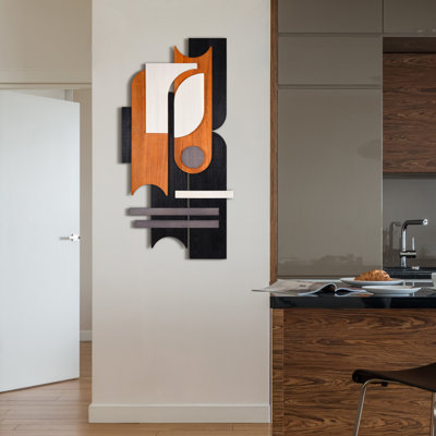 «Honeyed Dusk I & II» Abstrait dimensionnel en bois massif fabriqué et fini à la main