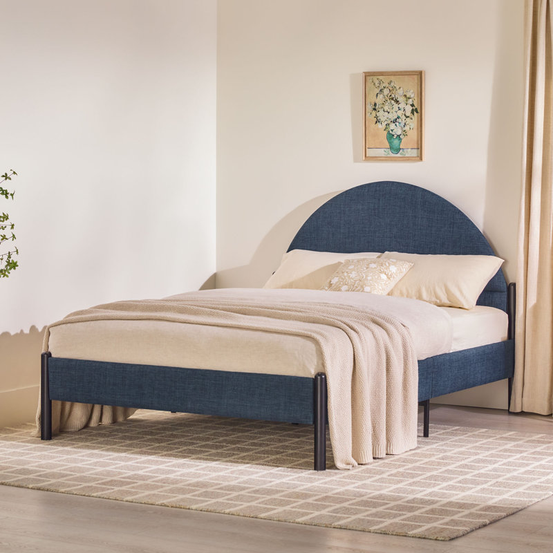 Liann Upholstered Queen Platform Bed, Blue