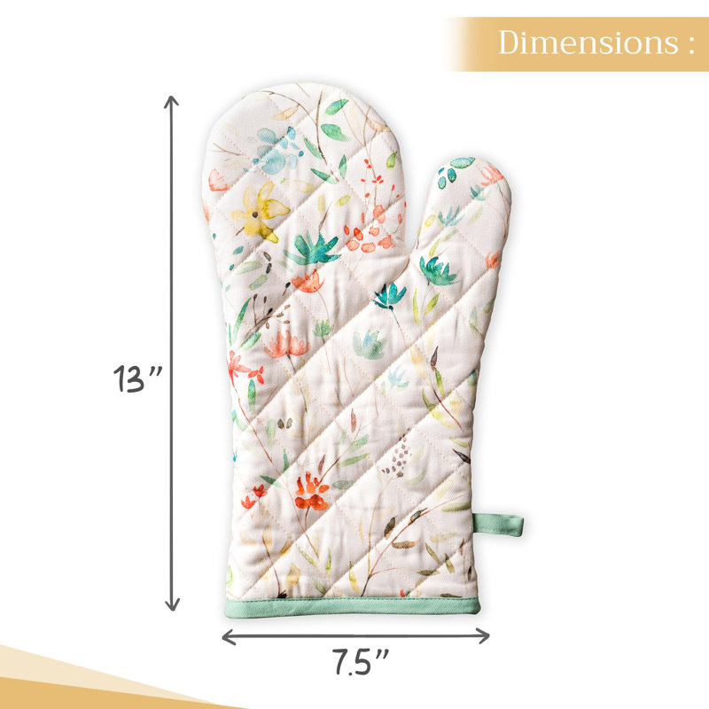 Maison d'Hermine Oven Gloves 100% Cotton Oven Mitt 7" x 13" with Loop Heat Resistant BBQ Cooking Gloves Baking Grilling Valentines Day Decorations Spring/Summer (Pack of 1, Colmar)