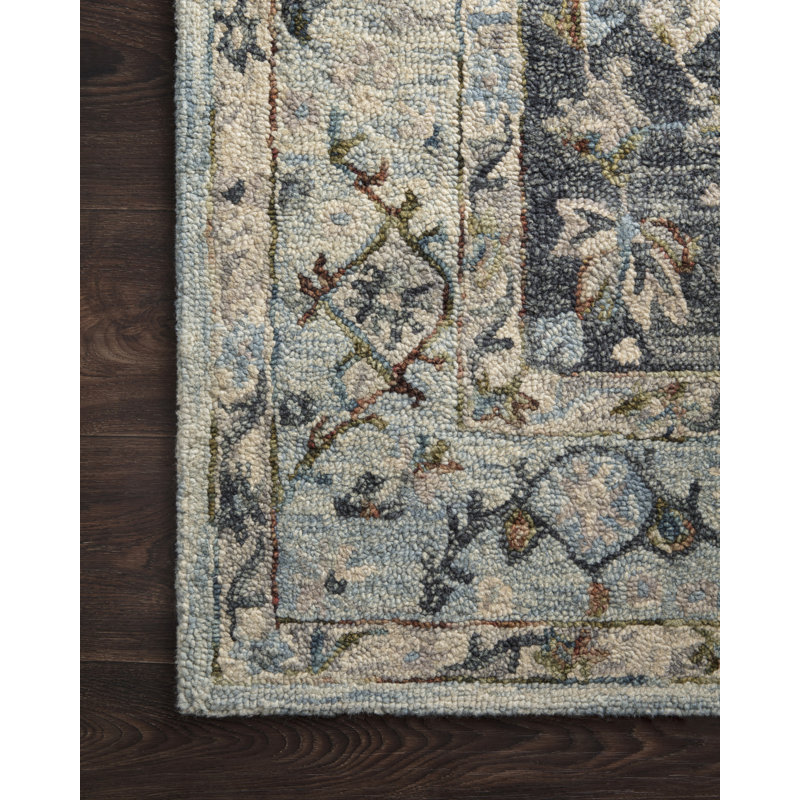 Veronika Hand-Hooked Wool Carbon/Sand/Gray Area Rug, Runner 2'6" x 7'6"