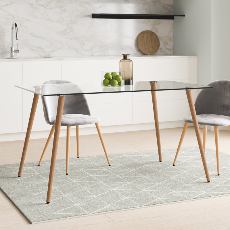 Decatur Glass Top Metal Base Dining Table