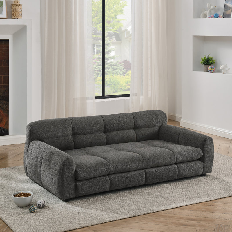 Canapé-lit pour animaux de compagnie avec dossier et accoudoirs, H 14,5 po x l 38 po x P 22 po, Gris foncé