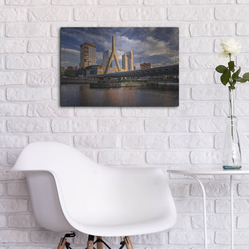 «The Garden And The Bridge» par Rick Berk, art mural en métal, H 16 po x l 24 po