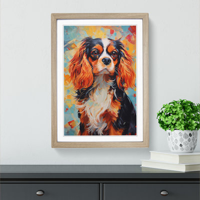 Cavalier King Charles Spaniel Hard Edge No.2 - Single Picture Frame Print on Wood