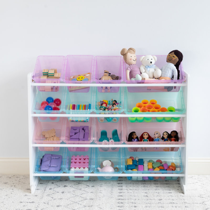 Organisateur de jouets Aaban, White Wood/Transparent