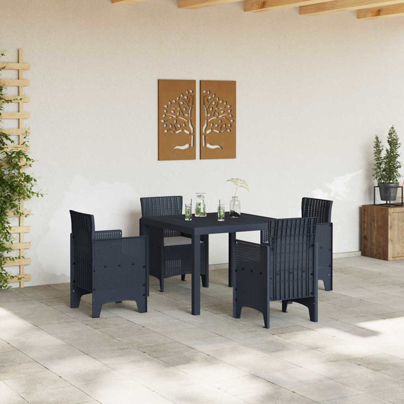 Ensemble de salle à manger de jardin 5 pièces vidaXL en polypropylène anthracite