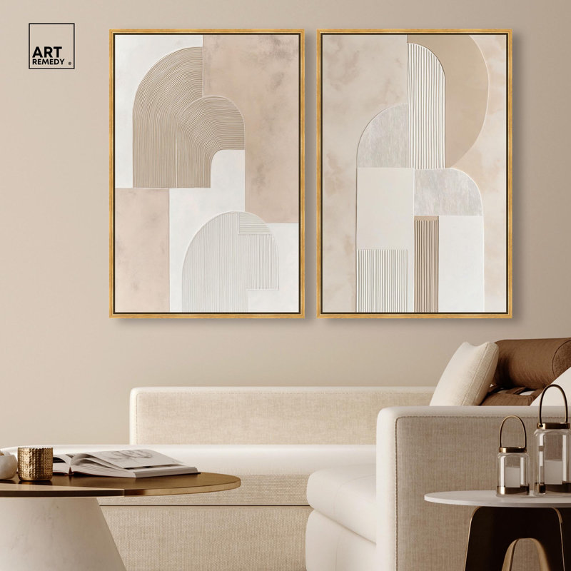 «Golden Luxe Glam Room Art», ensemble de 2 impressions sur toile par , H 37 po x l 25 po, Doré