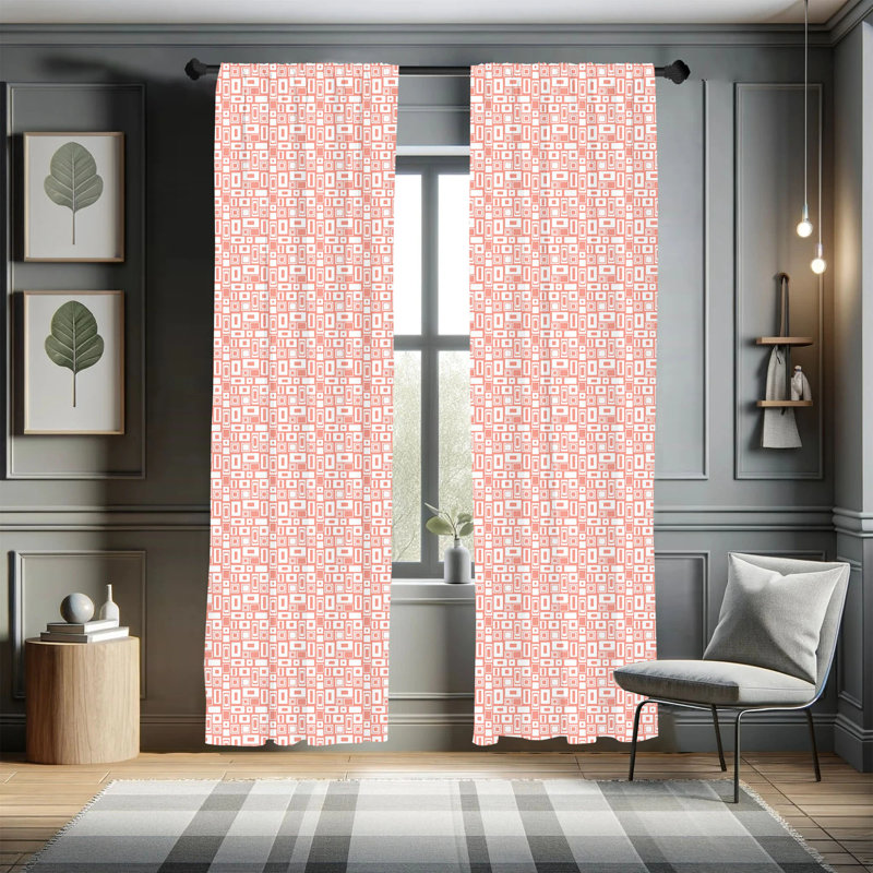 Geometric Semi-Sheer Rod Pocket Curtain Panels, 28" x 84"