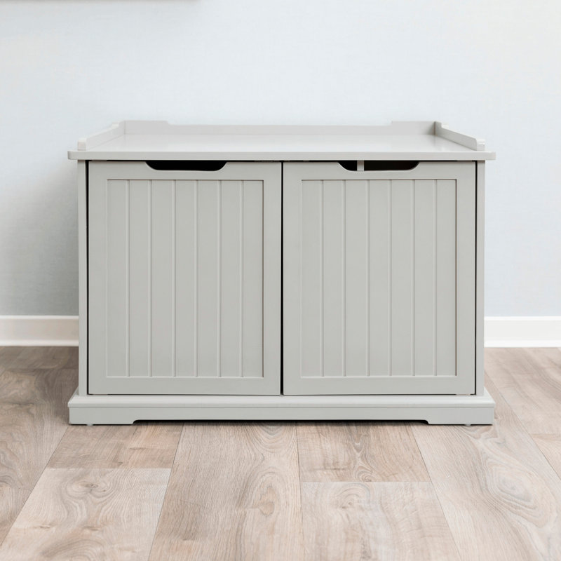 TRIXIE XL Furniture Style Litter Box Enclosure and Pet Home, Hidden Cat Litter Box, Gris