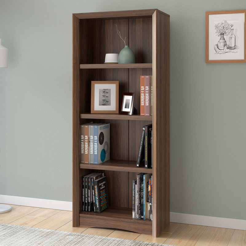 Bibliothèque standard H 71 po x l 24 po Santorella, Noyer, (Cinq tablettes) 180 cm (H) x 61 cm (L) x 33 cm (P