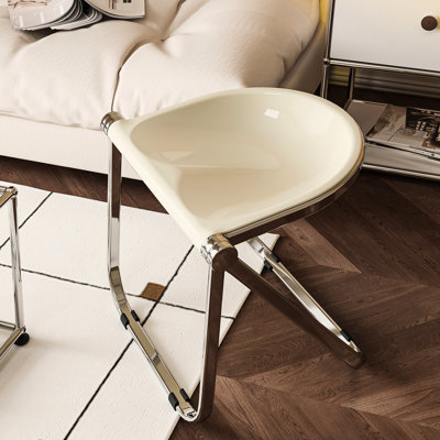 Chaise pliante portative et empilable - Tabouret rétro en acrylique transparent pour la maison, le bureau et l'extérieur