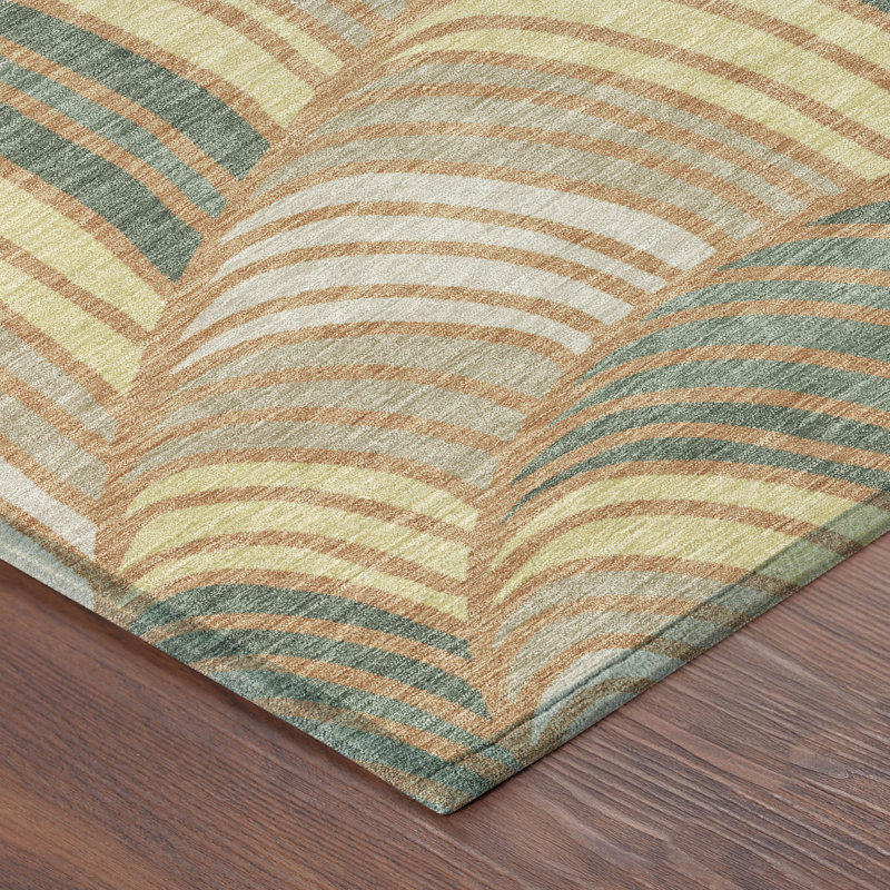Machine Washable Indoor/Outdoor Chantille ACN2546 Mid-Century Modern Rug, Runner 2'3" x 7'6", Copper