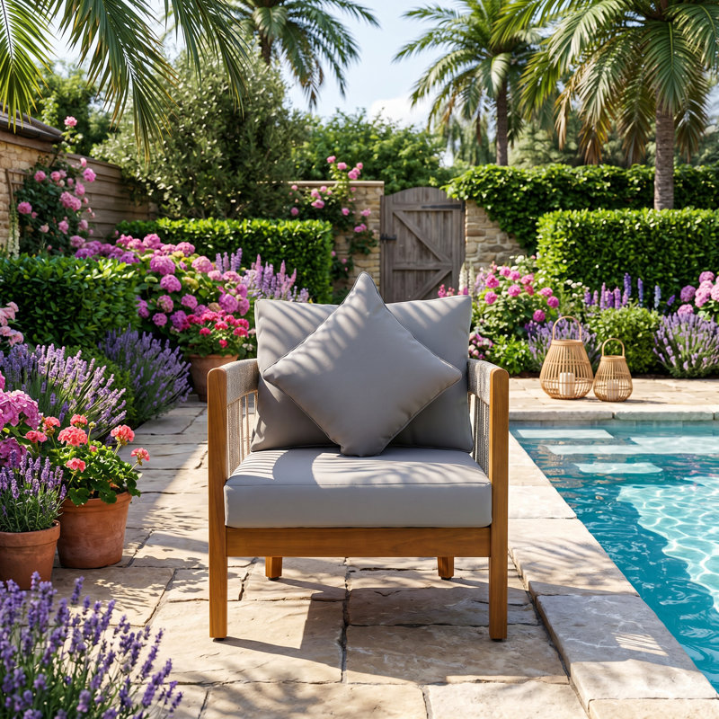 Christopher Knight Home 29.7" W x 27.6" D x 25.2" H Acacia Wood with Handwoven Rope Accents Patio Club Chair