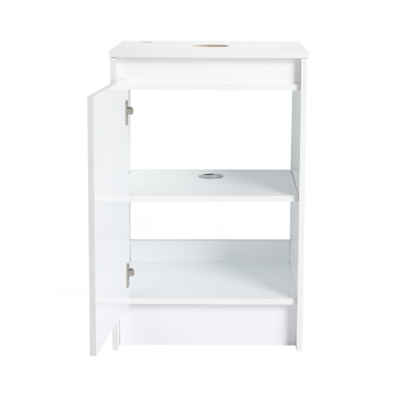 Armoire de salle de bain autoportante 20 po, portes à fermeture douce, blanc brillant (emballage KD) (meuble-lavabo seulement)