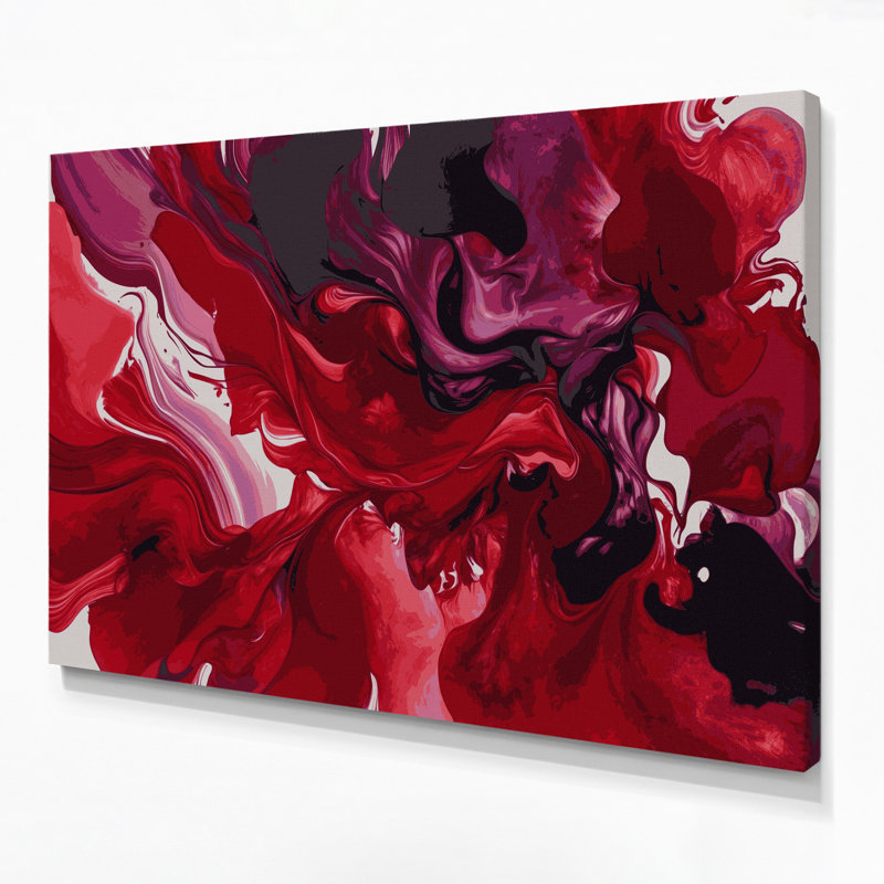 «Lyrical Abstraction 63», art mural sur toile rouge, H 20 po x l 30 po