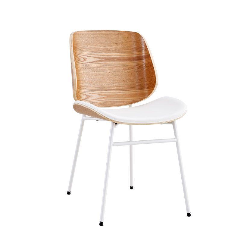 Irina Leather Side Chair Dining Chair, White/Oak