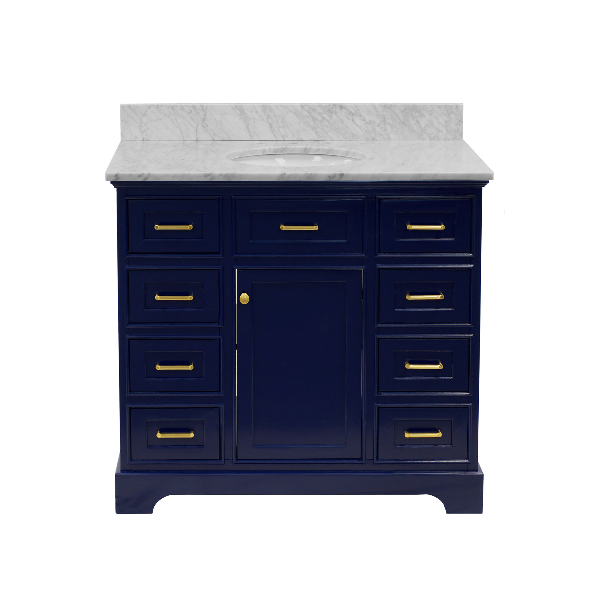 Ronnie 42'' Single Bathroom Vanity, Royal Blue, Carrara Marble