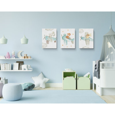 Fox Rabbit Mouse Flying Cute Animals " 3 - Pieces