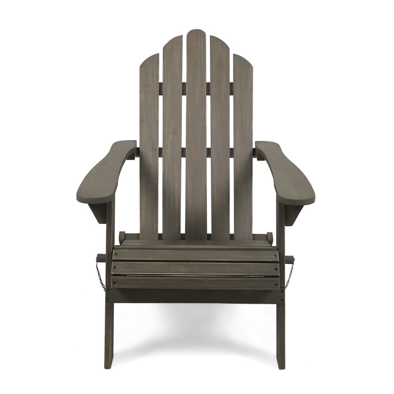 Lilwenn Foldable Outdoor Adirondack Chair, Gray