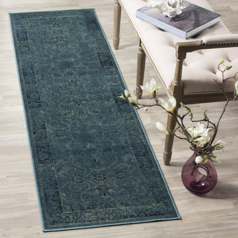 Tapis oriental vintage en viscose, Tapis de couloir de 2 pi x 7 pi