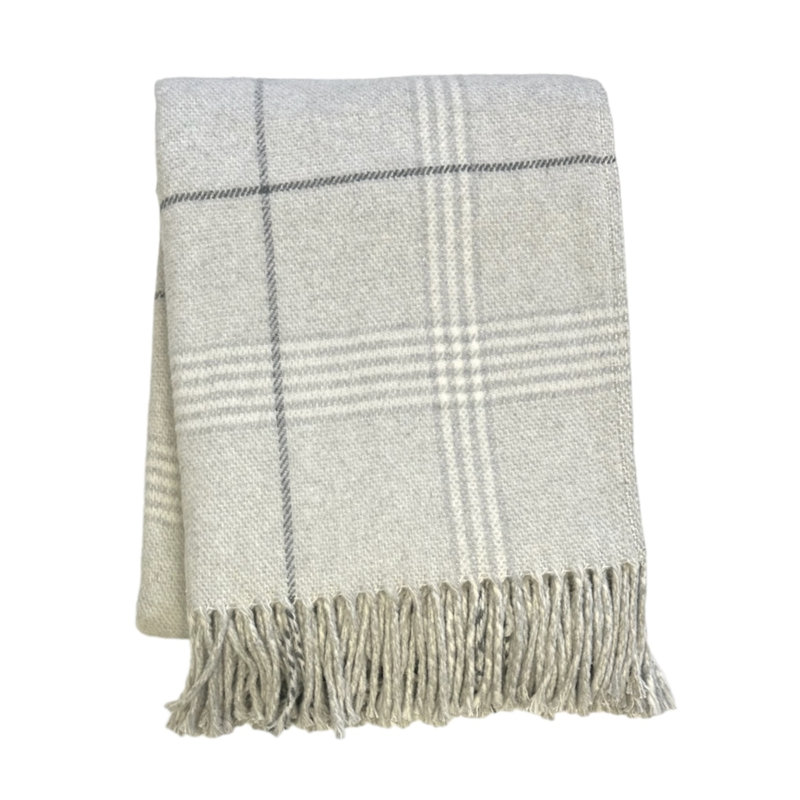 Jeté à carreaux Windowpane, Tissu écossais brun clair, L 67 po x l 50 po