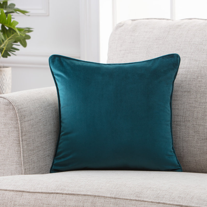 Housse de coussin décoratif en velours de couleur unie Chanasya Holland, Bleu sarcelle, 20 po X 20 po