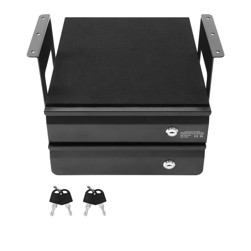 2 Drawer 13" Lockable Under Desk Drawer Organizer Slide-out Drawer Home Office