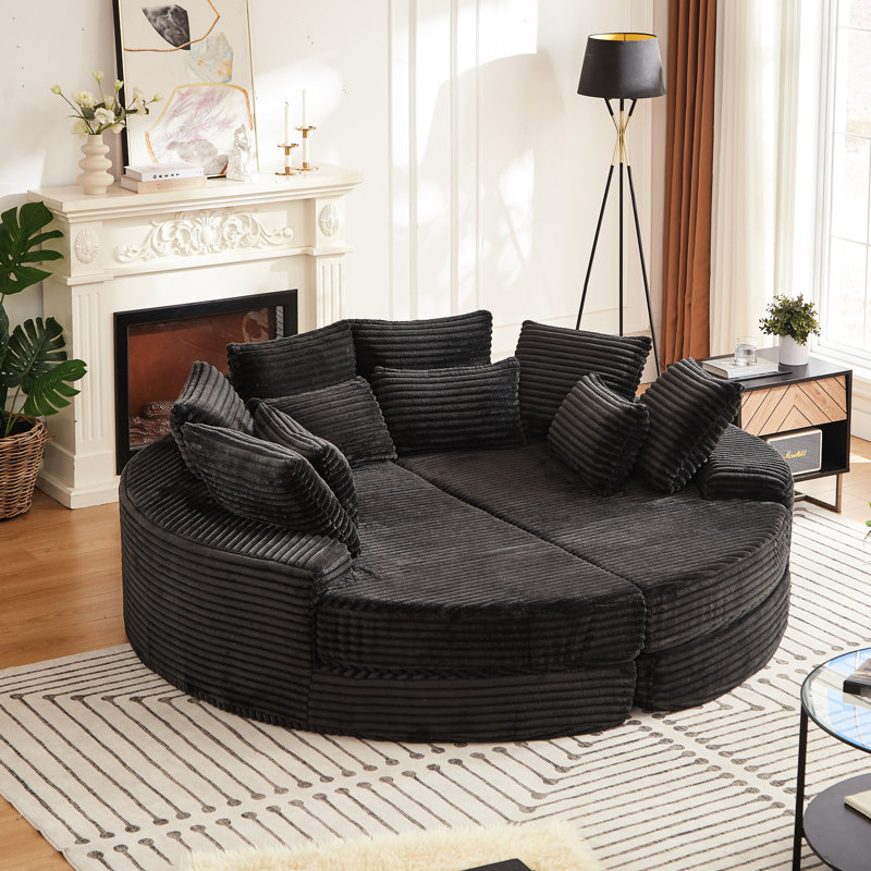 Canapé inclinable multifonctionnel en velours côtelé, confort moelleux noir pour la maison