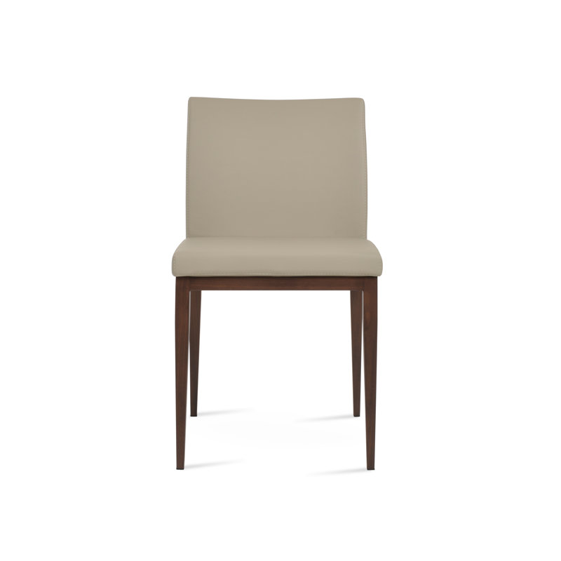 Aria MW Side chair, Walnut, Bone PPM Faux Leather