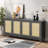 Retro Sideboard With 4 Rattan Doors And Adjustable Shelves
