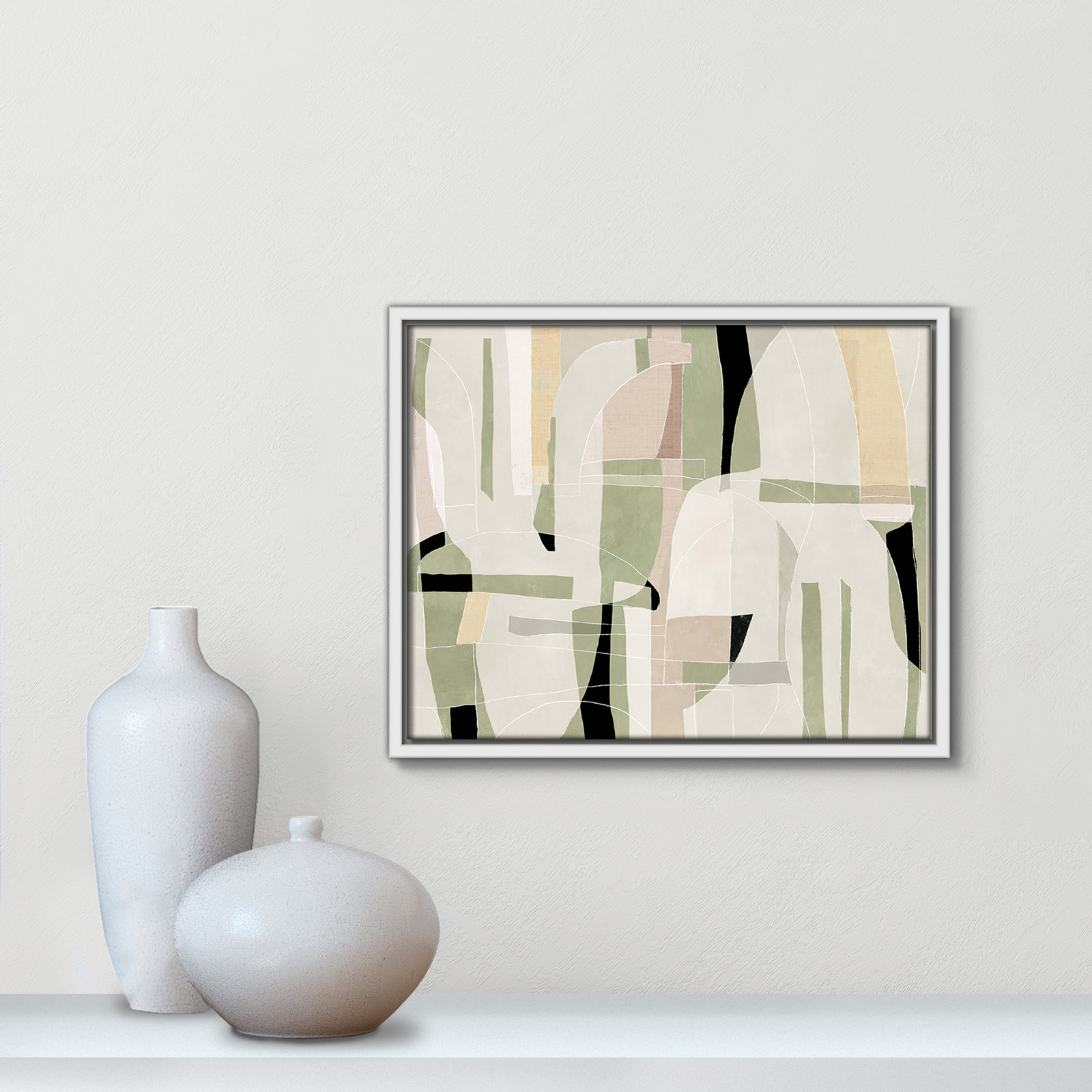 Sunny Barcelona - Floater Frame Canvas, 15.5" W x 12.5" H, White