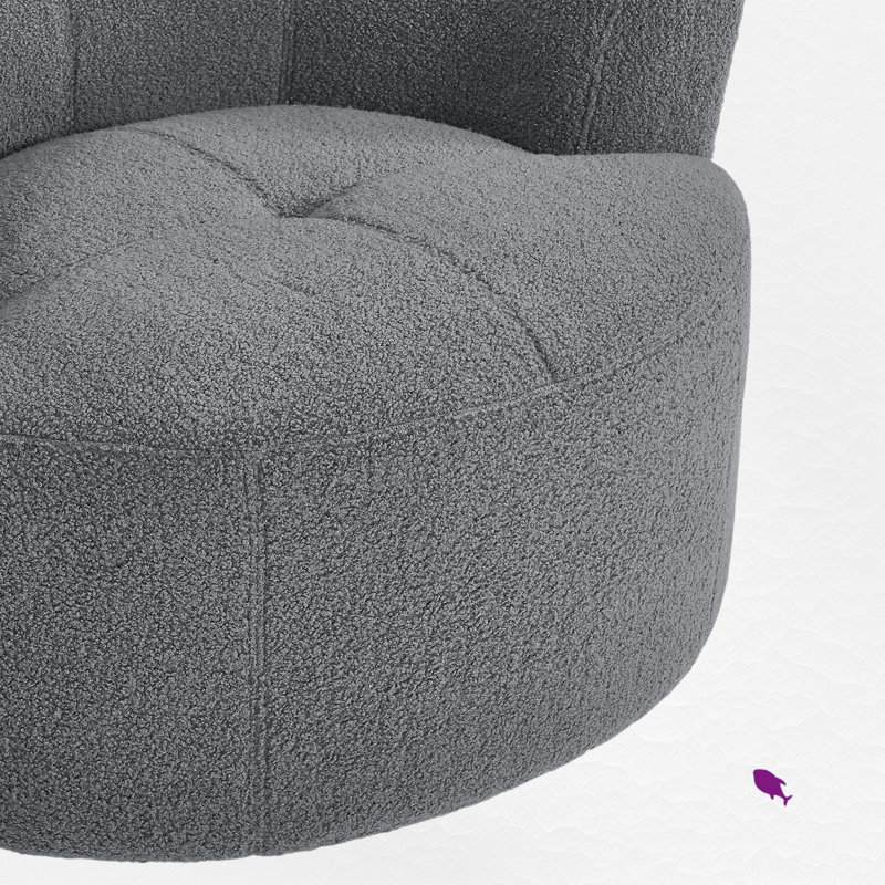 Fauteuil demi-tonneau rembourré et pivotant, Gris