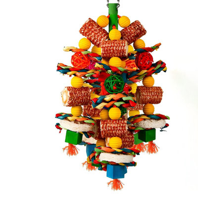 Bird Toys – Natural Chew Toys for Large Parrots, Corn Cob and Loofah Slices