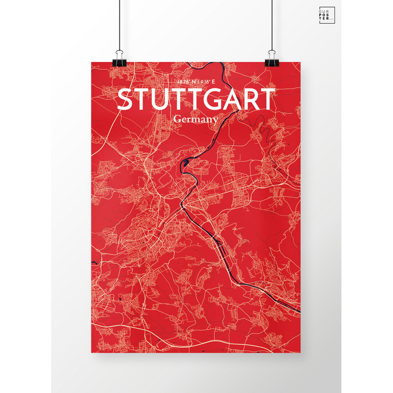 Stuttgart City Map - No Frame Print, 61cm H x 45.7cm W x 0.13cm D