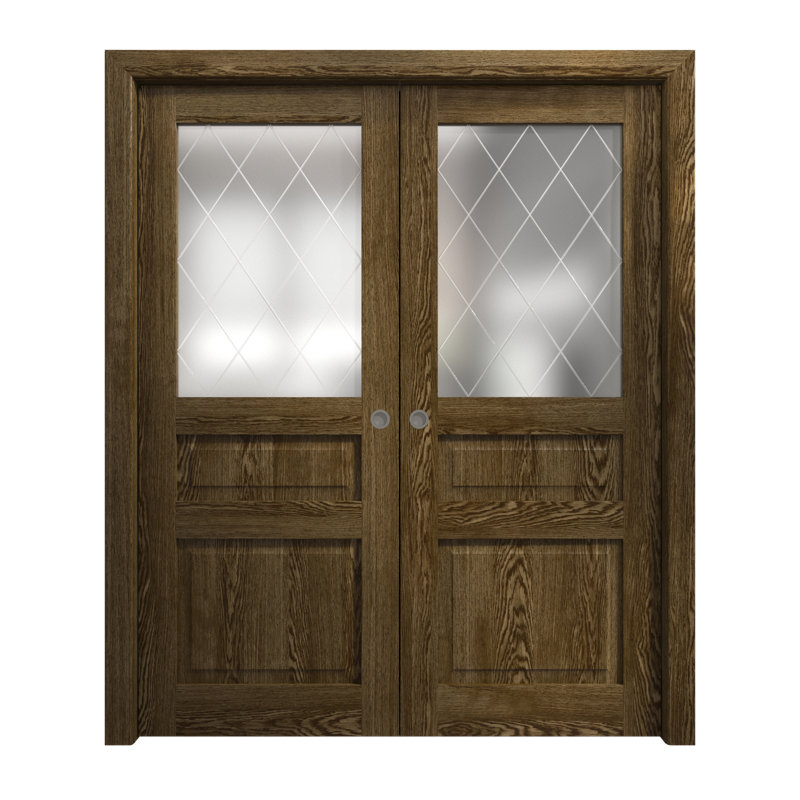 Portes coulissantes françaises à double poche | Ego 5011 | Ensemble de quincaillerie de rail | Portes intérieures modernes en bois massif pour chambre à coucher