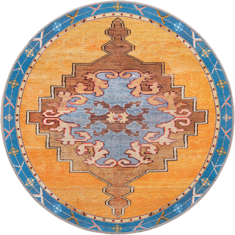 Oppie Chenille Oriental Indoor Rug, Round 3'6"