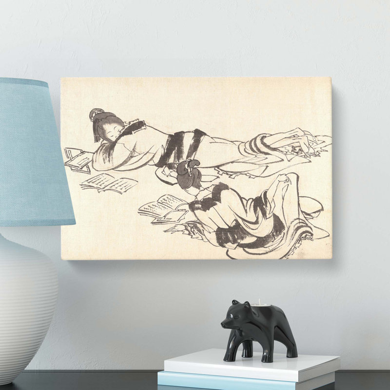 Girls Studying by Katsushika Hokusai - Wrapped Canvas, 35cm H x 50cm W x 3cm D