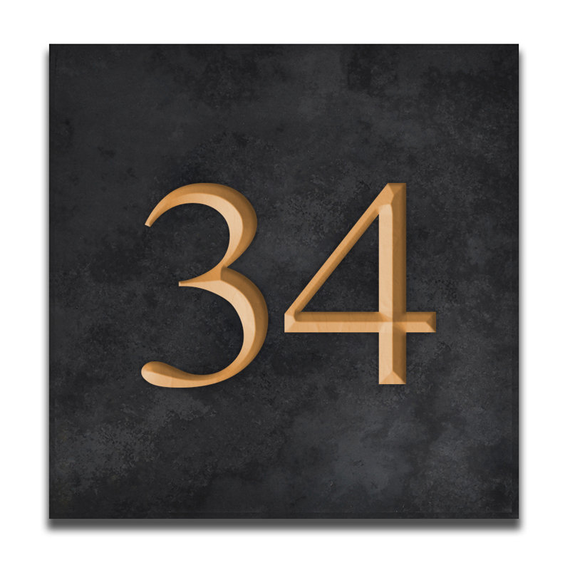 Velia 17.78cm H Stone House Number, Gold, 34