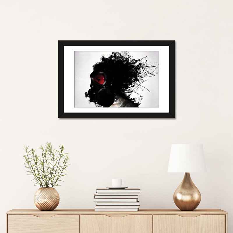 «Ghost Warrior», impression sur toile, H 24 po x l 32 po x P 1 po, Papier d'art encadré noir, Blanc