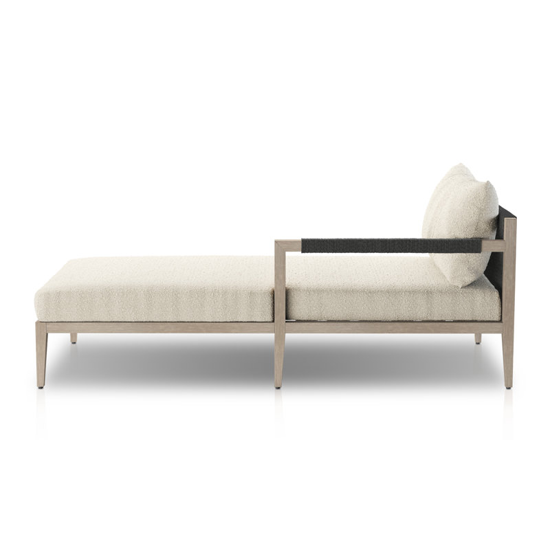 Sherwood Outdoor Chaise Lounge, Fiqa Cream Boucle, Weathered Gray/Dark Gray