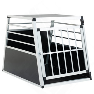 Aluminum Transport Box 35 × 25 × 27 In, Aluminum Car Transport Box Travel Transport Box For Dogs And Cats, Black And Silver